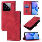 For Xiaomi 14 Pro Skin Feel Embossed Leather Phone Case(Red) - 1