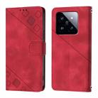 For Xiaomi 14 Pro Skin Feel Embossed Leather Phone Case(Red) - 2