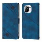 For Xiaomi Mi 11 Skin Feel Embossed Leather Phone Case(Blue) - 2