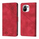 For Xiaomi Mi 11 Skin Feel Embossed Leather Phone Case(Red) - 2