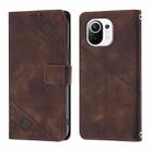 For Xiaomi Mi 11 Skin Feel Embossed Leather Phone Case(Brown) - 2