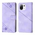 For Xiaomi Mi 11 Lite / Mi 11 Lite 5G Skin Feel Embossed Leather Phone Case(Light Purple) - 2