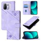 For Xiaomi Mi 11 Pro Skin Feel Embossed Leather Phone Case(Light Purple) - 1