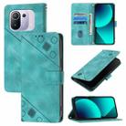 For Xiaomi Mi 11 Pro Skin Feel Embossed Leather Phone Case(Green) - 1