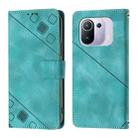 For Xiaomi Mi 11 Pro Skin Feel Embossed Leather Phone Case(Green) - 2