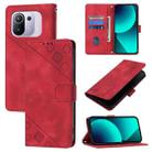 For Xiaomi Mi 11 Pro Skin Feel Embossed Leather Phone Case(Red) - 1