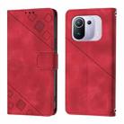 For Xiaomi Mi 11 Pro Skin Feel Embossed Leather Phone Case(Red) - 2