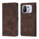 For Xiaomi Mi 11 Pro Skin Feel Embossed Leather Phone Case(Brown) - 2