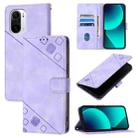 For Xiaomi Poco F3 / Redmi K40 / K40 Pro Skin Feel Embossed Leather Phone Case(Light Purple) - 1