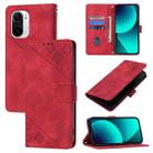 For Xiaomi Poco F3 / Redmi K40 / K40 Pro Skin Feel Embossed Leather Phone Case(Red) - 1