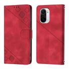 For Xiaomi Poco F3 / Redmi K40 / K40 Pro Skin Feel Embossed Leather Phone Case(Red) - 2