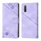 For Xiaomi Mi CC9e / Mi A3 Skin Feel Embossed Leather Phone Case(Light Purple) - 2