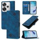 For Xiaomi Poco F6 Skin Feel Embossed Leather Phone Case(Blue) - 1