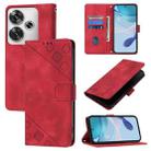 For Xiaomi Poco F6 Skin Feel Embossed Leather Phone Case(Red) - 1