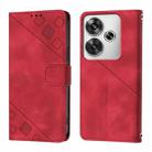 For Xiaomi Poco F6 Skin Feel Embossed Leather Phone Case(Red) - 2