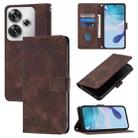 For Xiaomi Poco F6 Skin Feel Embossed Leather Phone Case(Brown) - 1