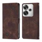 For Xiaomi Poco F6 Skin Feel Embossed Leather Phone Case(Brown) - 2