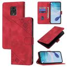 For Xiaomi Poco M2 Pro / Redmi Note 10 Lite Skin Feel Embossed Leather Phone Case(Red) - 1