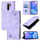 For Xiaomi Poco M2 Global / Redmi 9 Skin Feel Embossed Leather Phone Case(Light Purple) - 1