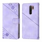 For Xiaomi Poco M2 Global / Redmi 9 Skin Feel Embossed Leather Phone Case(Light Purple) - 2