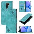 For Xiaomi Poco M2 Global / Redmi 9 Skin Feel Embossed Leather Phone Case(Green) - 1
