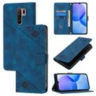 For Xiaomi Poco M2 Global / Redmi 9 Skin Feel Embossed Leather Phone Case(Blue) - 1