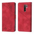 For Xiaomi Poco M2 Global / Redmi 9 Skin Feel Embossed Leather Phone Case(Red) - 2