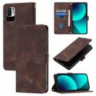 For Xiaomi Poco M3 Pro 5G / Redmi Note 10 5G Skin Feel Embossed Leather Phone Case(Brown) - 1