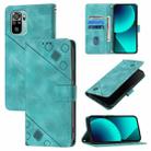 For Xiaomi Poco M5s / Redmi Note 11 SE India Skin Feel Embossed Leather Phone Case(Green) - 1