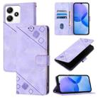 For Xiaomi Poco M6 Pro 5G / Redmi 12 4G / 5G Skin Feel Embossed Leather Phone Case(Light Purple) - 1