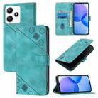 For Xiaomi Poco M6 Pro 5G / Redmi 12 4G / 5G Skin Feel Embossed Leather Phone Case(Green) - 1