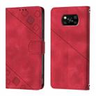 For Xiaomi Poco X3 / Poco X3 Pro Skin Feel Embossed Leather Phone Case(Red) - 2