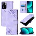 For Xiaomi Poco X4 NFC 5G Skin Feel Embossed Leather Phone Case(Light Purple) - 1