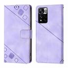 For Xiaomi Poco X4 NFC 5G Skin Feel Embossed Leather Phone Case(Light Purple) - 2