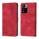 For Xiaomi Poco X4 NFC 5G Skin Feel Embossed Leather Phone Case(Red) - 2