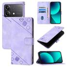 For Xiaomi Poco X6 Neo 5G Global Skin Feel Embossed Leather Phone Case(Light Purple) - 1