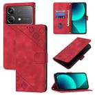 For Xiaomi Poco X6 Neo 5G Global Skin Feel Embossed Leather Phone Case(Red) - 1