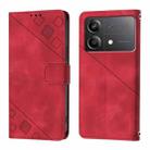 For Xiaomi Poco X6 Neo 5G Global Skin Feel Embossed Leather Phone Case(Red) - 2