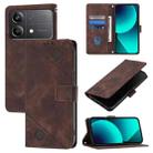 For Xiaomi Poco X6 Neo 5G Global Skin Feel Embossed Leather Phone Case(Brown) - 1