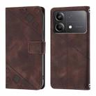 For Xiaomi Poco X6 Neo 5G Global Skin Feel Embossed Leather Phone Case(Brown) - 2