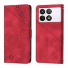 For Xiaomi Redmi K70 / K70 Pro Skin Feel Embossed Leather Phone Case(Red) - 2