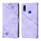 For Xiaomi Redmi Note 7 / Note 7 Pro Skin Feel Embossed Leather Phone Case(Light Purple) - 2