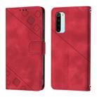 For Xiaomi Redmi Note 8 Skin Feel Embossed Leather Phone Case(Red) - 2