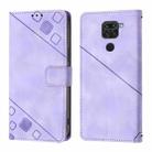 For Xiaomi Redmi Note 9 4G / Redmi 10X 4G Skin Feel Embossed Leather Phone Case(Light Purple) - 2