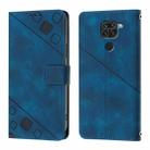 For Xiaomi Redmi Note 9 4G / Redmi 10X 4G Skin Feel Embossed Leather Phone Case(Blue) - 2