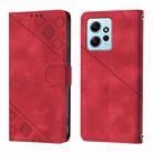 For Xiaomi Redmi Note 12 4G Global Skin Feel Embossed Leather Phone Case(Red) - 2