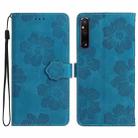 For Sony Xperia 1 V Flower Embossing Pattern Leather Phone Case(Blue) - 1