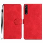 For Sony Xperia 1 V Flower Embossing Pattern Leather Phone Case(Red) - 1