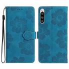 For Sony Xperia 5 Flower Embossing Pattern Leather Phone Case(Blue) - 1