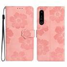 For Sony Xperia 10 IV Flower Embossing Pattern Leather Phone Case(Pink) - 1